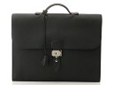 【送料無料】HERMES エルメス サックアデペッシュ38 2マチ ビジネスバッグ 書類ケース トゴ×スイフト ブラック×マロン T刻印【473】【中古】【大黒屋】