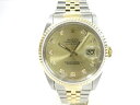 【送料無料】ROLEX ロレックス 時計 デイトジャスト 16233G シャンパン10PD オートマチック 自動巻き YG/SS イエローゴールド/ステンレススチール W番【413】【中古】【大黒屋】