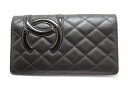 CHANEL シャネル 二つ折財布 財布 カンボンライン ラムスキン/エナメル 【435】【中古】【大黒屋】