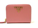 PRADA コインケース小銭入れ コインケース カーフ ピンク 型押し 1MM268【472】【中古】【大黒屋】