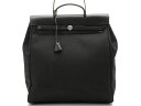 HERMES エルメス ショルダーバッグ エールバッグMM キャンバス カーフ ブラック シルバー金具 □D刻印 2000年製 【430】【中古】【大黒屋】