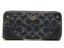 COACH コーチ ラウンド長財布 53769 シグネチャー デニム/レザー ネイビー 【473】【中古】【大黒屋】