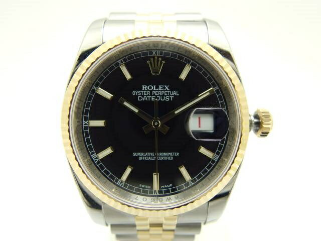 ROLEX　ロレックス　デイトジャスト　116233　ブラックバー　イエローゴールド×ステンレス　オートマチック　【435】