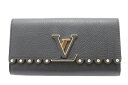 【送料無料】LOUIS VUITTON ZIP長財布 ポルトフォイユ・カプシーヌ/トリヨン ネーム入り M64102【472】【中古】【大黒屋】