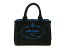 PRADA プラダ カナパ 2WAYショルダーバッグ ハンドバッグ キャンバス ブラック ブルー 1BG439【473】【中古】【大黒屋】