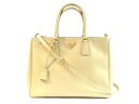 【送料無料】PRADA プラダ 2WAYハンドバッグ サフィアーノ イエロー【413】【中古】【大黒屋】