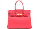【送料無料】HERMES エルメス バーキン30 ハンドバッグ エプソン ローズジャイプール ゴールド金具【434】【中古】【大黒屋】
