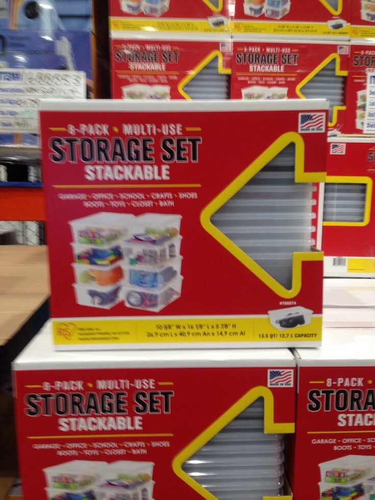 #706674【コストコ】 IRIS アイリスオーヤマ 収納ボックス BOX 収納ケース 12.8L×8個 ストレージセット STORAAGE SET STACKABLE 8PACK 0762016445625【Z】