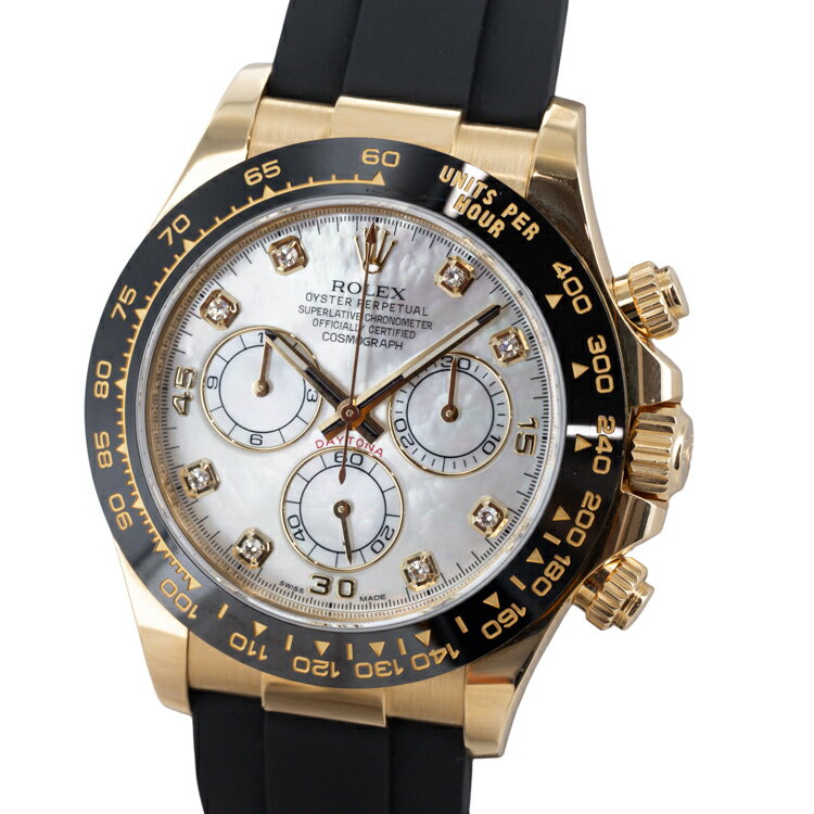 【美品】ROLEX コスモグラフ デイトナ メンズ腕時計 8Pダイヤ 116518LNA YGゴールド セラミック ラバー ゴールド ホワイトシェル文字盤 ブラック 5328160HD 【中古】