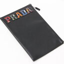 【中古】プラダ クラッチバッグ セカンドバッグ 2NG001 サフィアーノ ロゴ ブラック ブランドバッグ 鞄 20-1254-37
