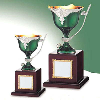 ゴルフ専用優勝カップ：ノーブルカップ GREEN オルゴール付（高さ270x口径125mm）【送料無�