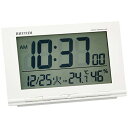 ショッピング目覚まし時計 目覚まし時計 電波時計 温度計・湿度計付き フィットウェーブD193 白 リズム時計 RZ193SR03