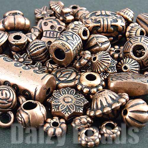 【アクリルビーズ】 アンティークコッパーデザインミックス 約3-19mm (約10g)...:daizybeads:10001421