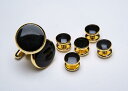 ★結婚式イギリス U.K SOPHOS フォーマル カフスボタンフォーマル黒ゴールドのスタッドセットShiny Gilt Round Black Insert13900P25点限りの特別価格品