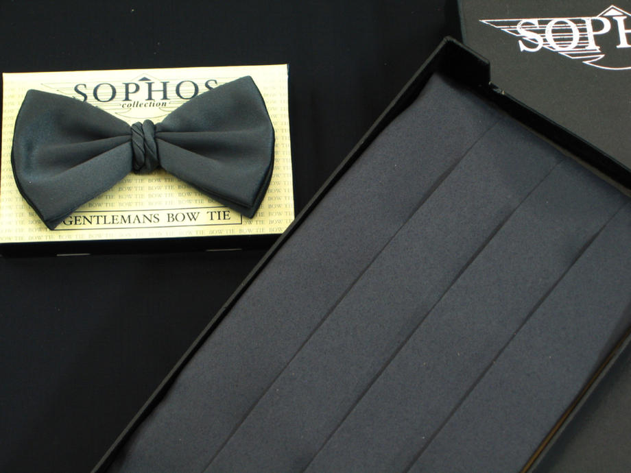 ★イギリス U.K SOPHOS フォーマルアクセサリー　カマーバンドと蝶ネクタイセット グレー