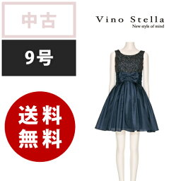 【中古】Vino Stella ヴィーノステラ 紺 ネイビー Mサイズ 9号【送料無料】 LOVELY QUEEN <strong>ラブリークイーン</strong> ドレス パーティードレス 結婚式 ワンピース 二次会 フォーマルドレス 中古販売 格安 レンタル落ち