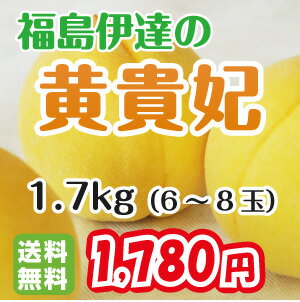 【がんばろう！福島】【桃送料無料】黄貴妃特秀1.7kg（6〜8玉）　福島桃　産地直送福島県の桃でも最近人気急上昇中！！見た目も果肉も黄色の「黄貴妃」食べても「香り・食味・糖度」格別JA伊達みらいより直送