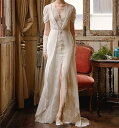 シンプル 袖コンシャス 氣質 レトロ Vネック ブライダル ウ ェディングドレス イブニングドレス 二次会 結婚式ドレス