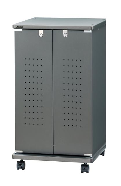 オーロラ EIA-K20BSF3　木製EIAラック 20ユニット(メタリックダークグレー/スチール扉タイプ) ファンユニット付
