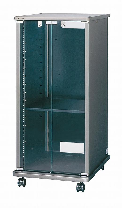 オーロラ EIA-K24BF3　木製EIAラック スタンダードタイプ 24ユニット(メタリックダークグレー) ファンユニット付