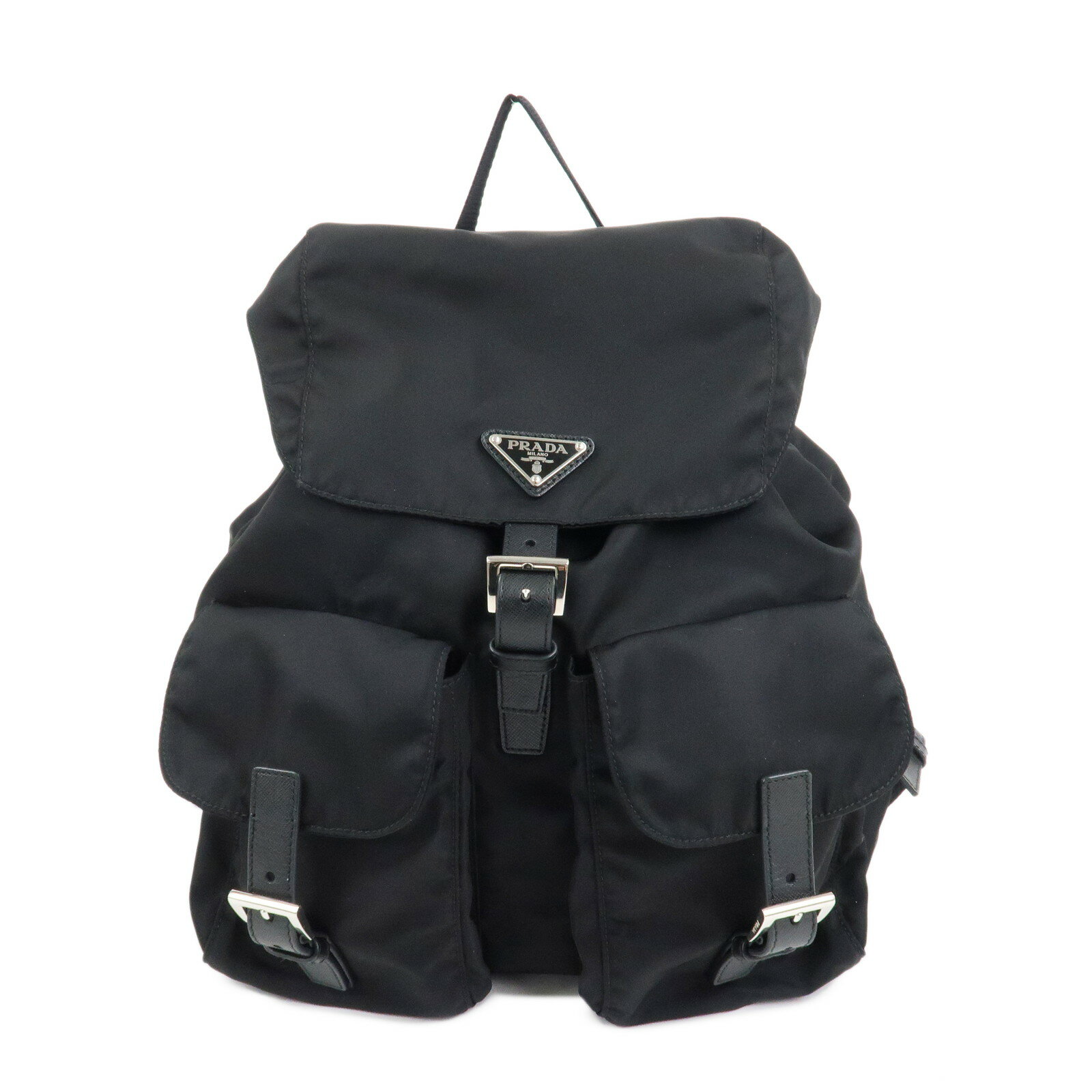 PRADA プラダ レザー × ナイロン バックパック リュックサック ブラック B6677【中古】【良品】【送料無料】【返品可】