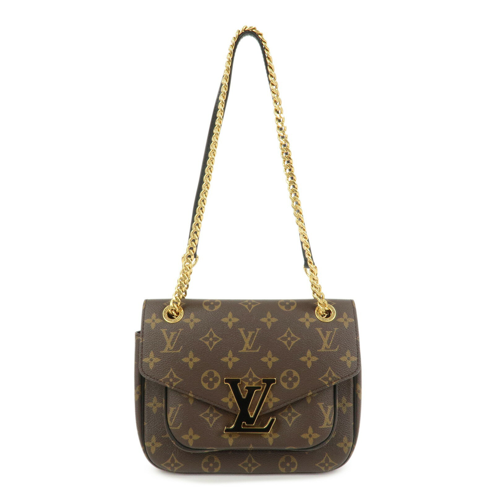 Louis Vuitton ルイヴィトン モノグラム パッシー チェーンショルダーバッグ キャンバス レザー ブラウン M45592【中古】【美品】【送料無料】【返品可】