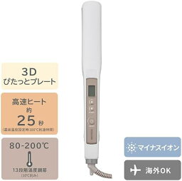 テスコム ヘアアイロン ストレートアイロン 26mm 海外対応 温度調整/メモリー 自動OFF 開閉ロック ラク抜きプラグ ホワイト TS460A-W