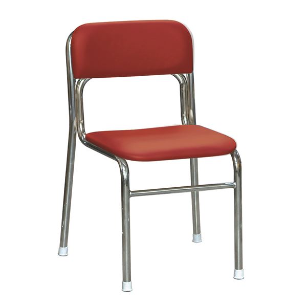 軽量 スタッキングチェア 【5脚セット レッド×クロムメッキ 幅45cm 重さ4.5kg】 日本製 防汚仕様 スチール 『リブラ チェア』【代引不可】