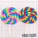 【A417】ビッグなペロペロキャンディ− ロリポップキャンディー デコパーツ DECOPANIC デコパニックアクセサリーパーツ ハンドメイド チャーム パーツ デコレーション カボション 樹脂粘土