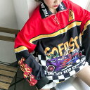 【訳あり品】ファイヤー&ブロックチェックグラフィックのハイネックライトアウター 原宿系 ファッション レディース ゆめかわいい 服 奇抜 派手 個性的 ダンス 衣装 コスチューム ヒップホップ 韓国 大きいサイズ 180605
