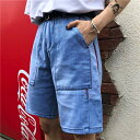 ハーフパンツ デニム ジーンズ 赤ステッチ レディース ファッション 大きいサイズ ダンス 衣装 ヒップホップ 原宿系 韓国系 個性的