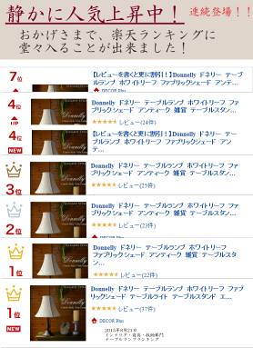 Donnellyドネリーテーブルランプホワイトリーフファブリックシェード