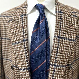 Atto Vannucci ( アットヴァンヌッチ ) ネクタイ ブルー ヘリンボーン柄 ソラーロ セッテピエゲ オールシーズン シルク 25AW 秋冬 20028