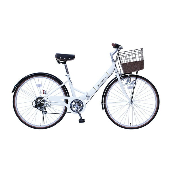 MG-CTN266G シトロエン 6段変速ギア搭載 カゴ・ライト付き折畳み軽快車 26インチモデル＜メーカー直送品＞【時間指定不可】の画像