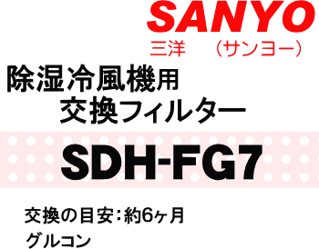 かえどきですよ！交換の目安は約6か月！サンヨー除湿機SDH-A80、SDH-A100、SDH-A140、SDH-500、SDH-560用交換フィルター★1枚【SANYO】