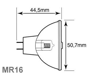 ハロゲンランプ 20W/12V, クリア/青/緑/赤/黄, MR16