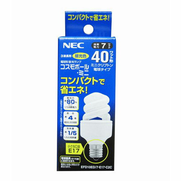 NEC 【ケース販売特価 10個セット】 電球形蛍光ランプ D形 ミニクリプトン電球40W…...:denzaido:10018596