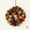 リース クリスマスリース Xmas ナチュラル 松ぼっくり クリスマス 林檎 23cm おしゃれ インテリア 雑貨 豪華 壁掛け