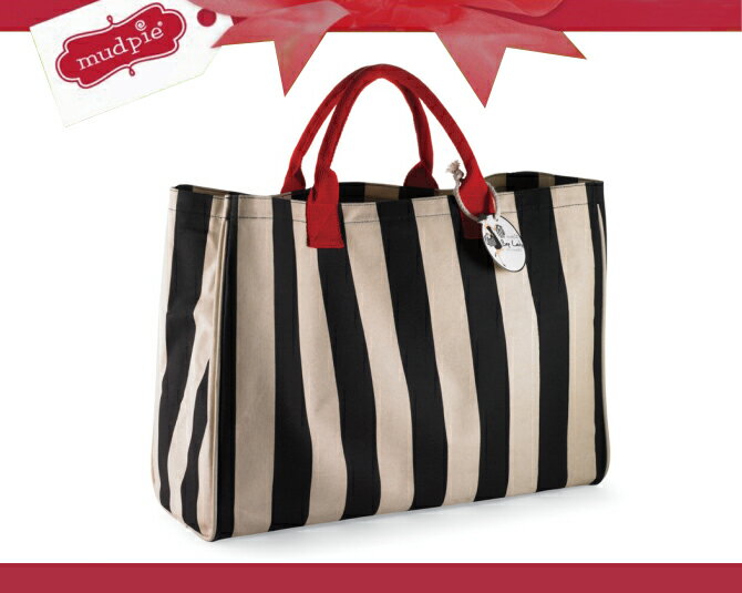 mud pie マッドパイ Black And Sand Stripe Essential Tote キャンバストートバッグ 36%OFF 【mud pie トート】【mud pie バッグ】【マッドパイ トート】【マッドパイ バッグ】【トートバッグ キャンバス】【トートバッグ 大きめ】