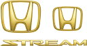 HONDA ホンダ STREAM ストリーム ホンダ純正 ゴールドエンブレム(フロント/リア Hマーク+車名ロゴ)【 2012.04〜次モデル】