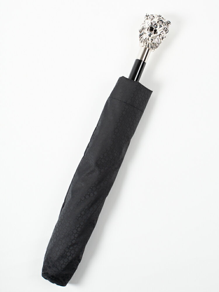 【Pasotti】パソッティ BLACK SPUARE PATTERN FOLDING UMBRELLA WITH SILVER LION 折りたたみ傘 シルバーライオン メンズ お洒落 雨傘 プレゼント ギフトメンズおしゃれ イタリア製