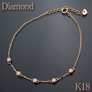ブレスレットK18（ゴールド） ダイヤモンド0.1ct 5石のダイヤがアクセント【送料無料】【smtb-tk】【FS_708-7】【F2】
