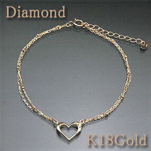 ブレスレットK18Gold（ゴールド） ダイヤモンド0.02ct 2石のダイヤがアクセント【送料無料】