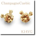 テディベア ピアス キラキラ輝く♪シャンパンキュービック K14YG(イエローゴールド) かわいいクマさんと一緒♪ gold/k14/14金【RCP】 【ネコポス便対応可】 10P03Dec16