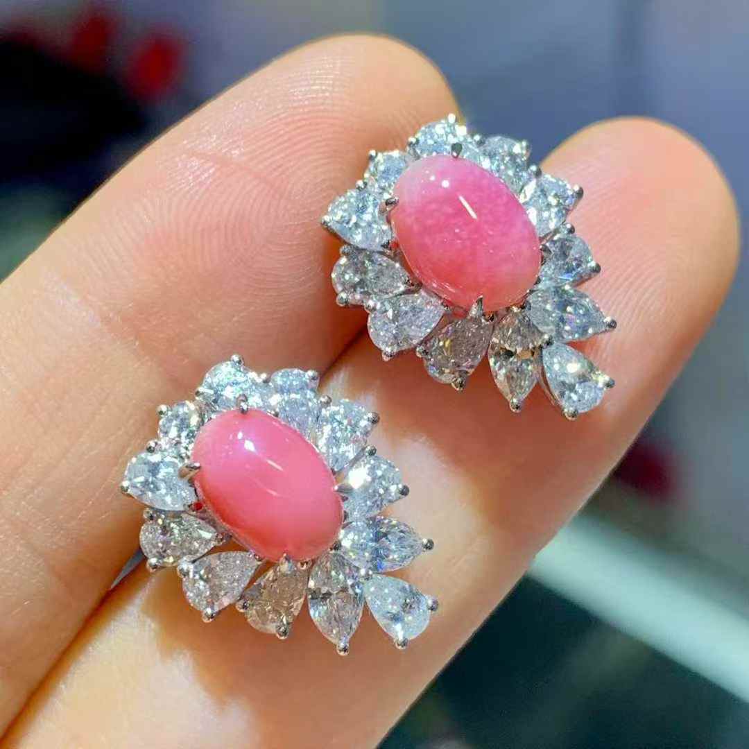 ❤️ 極上 4.28ct フラミンゴピンク コンクパールピアス ❤️