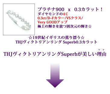 ☆【0.3ct】 Pt900 THJヴィクトリアン エタニティリング　-SUPERB D0.3ct♪ 【無色透明 D〜F/VS/Very Good UPダイヤモンド】【送料無料】【ギフト】【お祝い】【記念日】【誕生日】【ダイヤモンド専門店】ダイヤモンド エタニティ 楽天カード分割