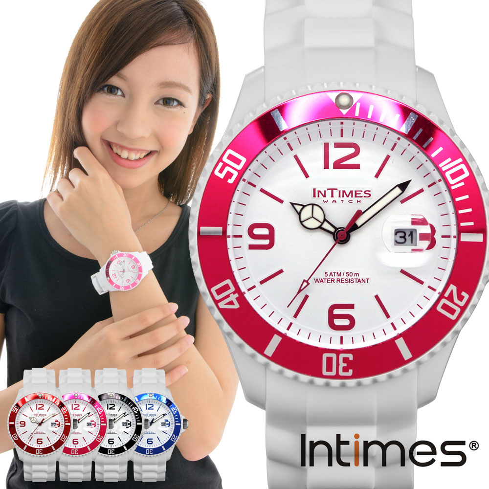 INTIMES インタイムス 44mm 防水 シリコン ラバー ダイバー ウォッチ メンズ…...:digilife-plus:10015092