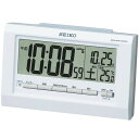 SEIKO CLOCK (セイコークロック) 目覚まし時計 常時点灯 電波 デジタル カレンダー・温度表示 夜でも見える 白パール SQ755W【お取り寄せ】