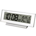 SEIKO CLOCK (セイコークロック) 目覚まし時計 常時点灯 電波 デジタル カレンダー・温度・湿度表示 夜でも見える 白 SQ762W【お取り寄せ】