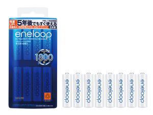 【メール便専用1個のみ注文可】SANYO（サンヨー）エネループ(eneloop)くり返し1800回使える 新エネループ単3形8個入りパック HR-3UTGB-8